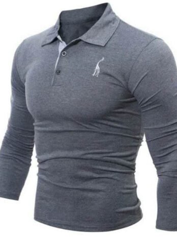 Embroidered Polo Collar Men’s Long Sleeve