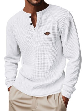 Waffle Buckle Quick-drying Raglan Henry Long Sleeve