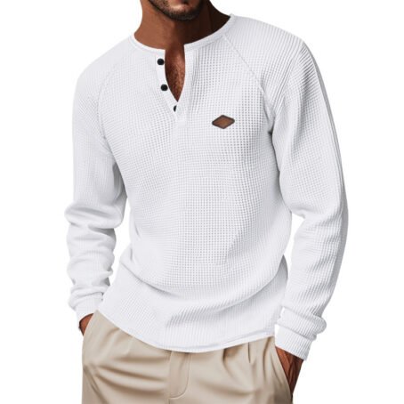 Waffle Buckle Quick-drying Raglan Henry Long Sleeve