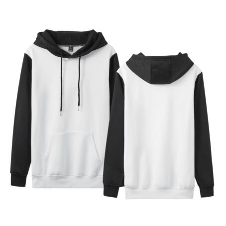 White Version Stitching Loose Casual Fleece-lined Cross-border Hoodie - Image 2