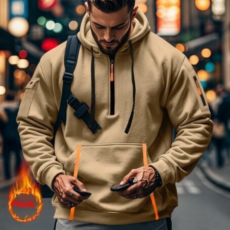 Men's Casual Multi-zipper Arm Pocket Sweatshirt - Image 4