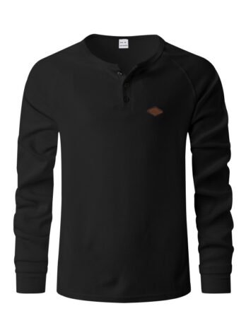 Waffle Buckle Quick-drying Raglan Henry Long Sleeve
