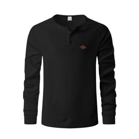 Waffle Buckle Quick-drying Raglan Henry Long Sleeve - Image 2