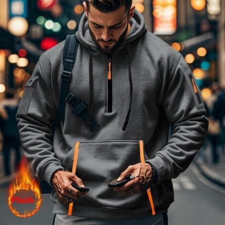 Men's Casual Multi-zipper Arm Pocket Sweatshirt - Image 6