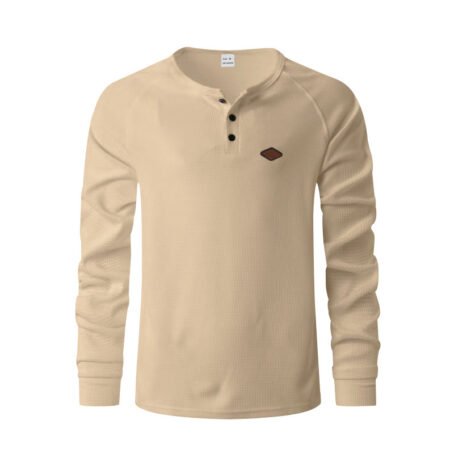 Waffle Buckle Quick-drying Raglan Henry Long Sleeve - Image 3