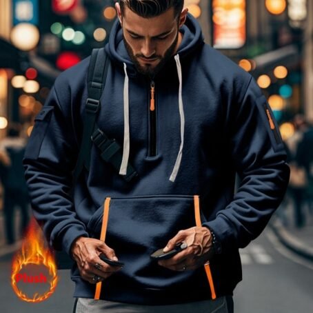 Men's Casual Multi-zipper Arm Pocket Sweatshirt - Image 5