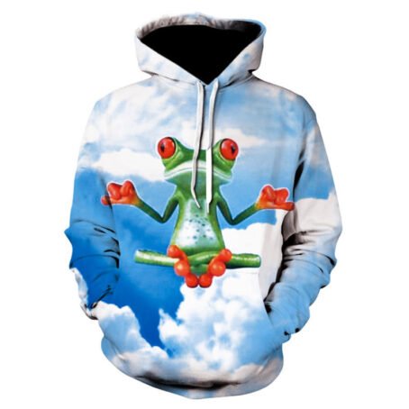 Trendy 3d printed Hooded bubbles, cats, lions print hoodie - Image 2