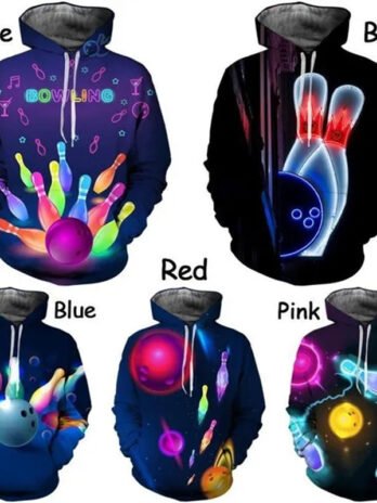 Bowling Series 3D Printed Men’s Casual Hooded Sweater