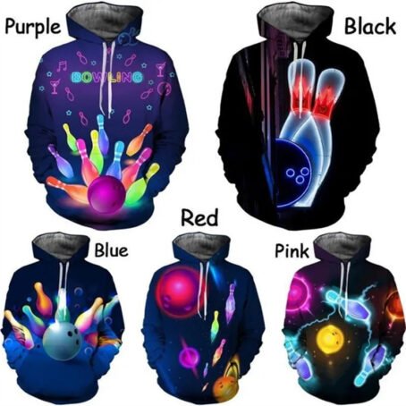 Bowling Series 3D Printed Men's Casual Hooded Sweater