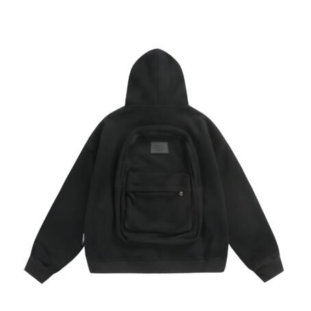 Solid Color Back Small Bag Design Cardigan Coat Outerwear - Image 3