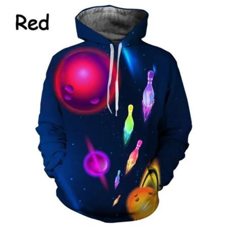 Bowling Series 3D Printed Men's Casual Hooded Sweater - Image 9