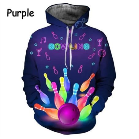 Bowling Series 3D Printed Men's Casual Hooded Sweater - Image 8
