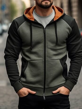 Simple Trendy Casual Loose-fitting Hoodie Zipper Jacket