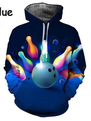 Bowling Series 3D Printed Men’s Casual Hooded Sweater