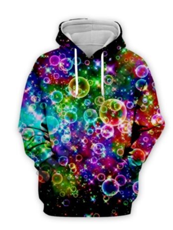 Trendy 3d printed Hooded bubbles, cats, lions print hoodie