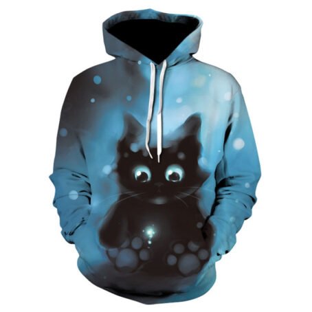 Trendy 3d printed Hooded bubbles, cats, lions print hoodie - Image 5